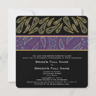Invitation Paisley à prune violette