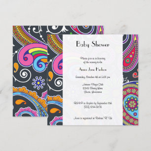 Invitation Paisley colorée, Motif Paisley, Baby shower
