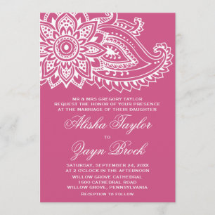 Invitation Paisley indien rose Mariage officiel