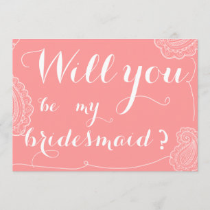Invitation Paisley rose chic vous serez ma demoiselle