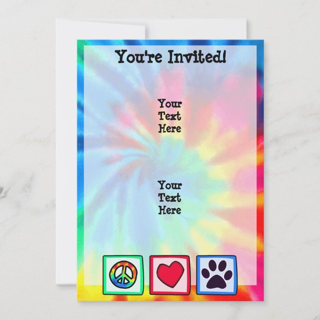 Invitation Paix, amour, chien ; Empreinte (Devant)
