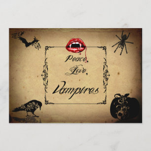 Invitation Paix, amour, et partie de Halloween de vampires
