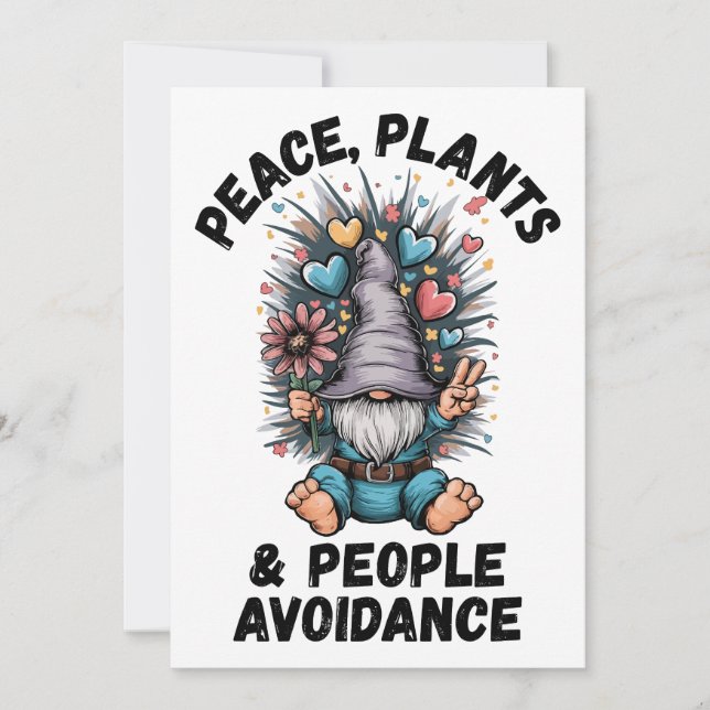 Invitation Paix, Plantes et évitement des personnes (Devant)