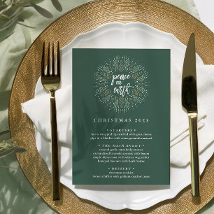 Invitation Paix sur Terre   Menu du dîner de Noël personnalis