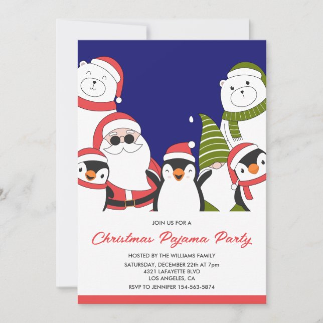 Invitation Pajama de Noël Cool de bois d'oeuvre Père Noël Bea (Devant)