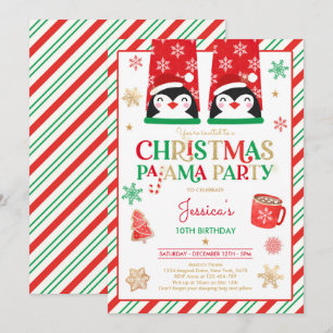 Invitation Pajama de Noël Rouge et Or