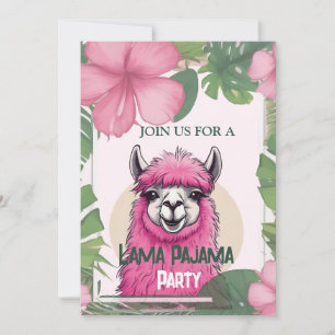 Invitation Pajama Lama rose joyeux et souriant