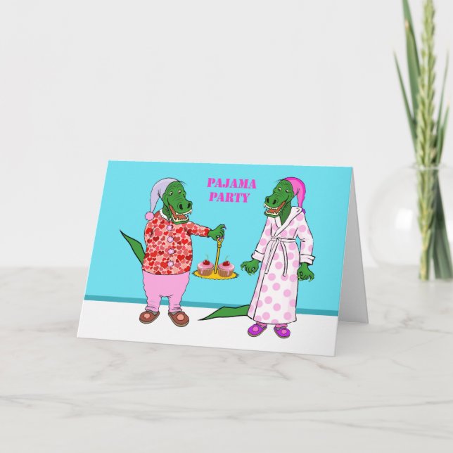Invitation Pajama Party Alligators et cupcakes (Devant)