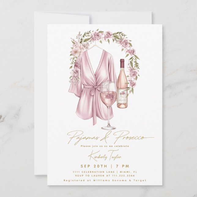 Invitation Pajama Party Stwood PJ Prosecco Fête des mariées (Devant)