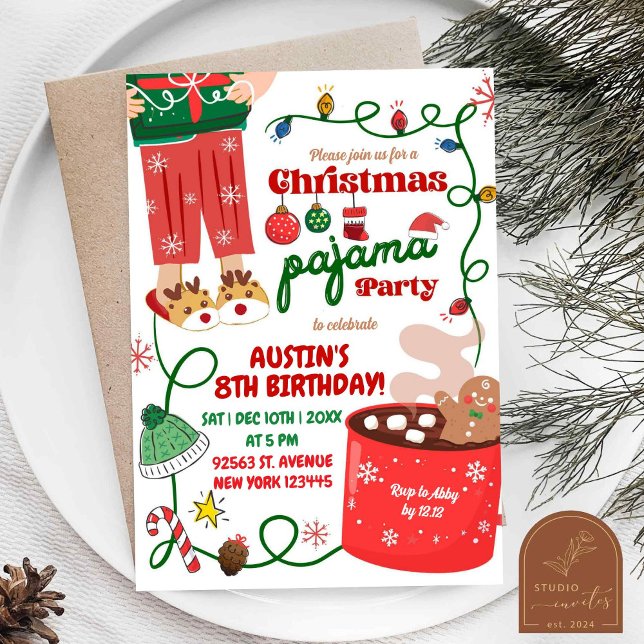Invitation Pajamas de Noël fête d'anniversaire (Créateur téléchargé)