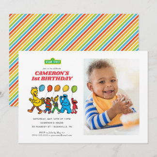 Invitation Pal de rue Sésame | Ballons d'anniversaire
