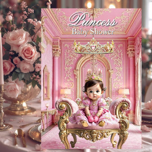 Invitation Palais de Princesse Élégante Rose Doré pour Baby S