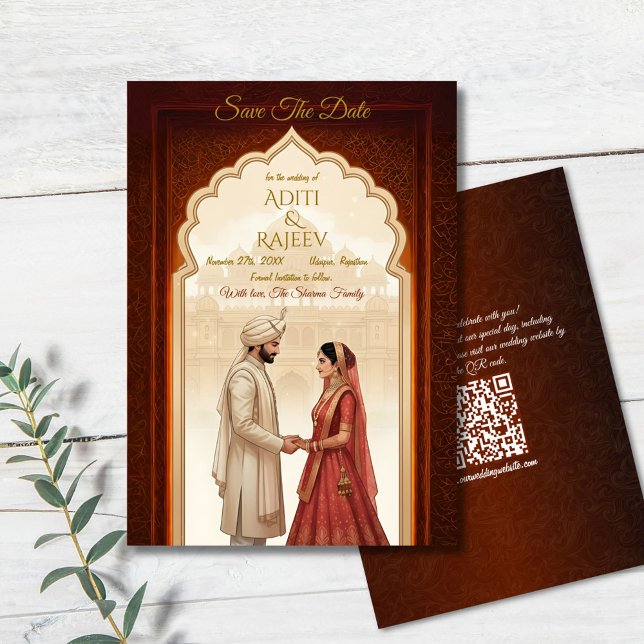 Invitation Palais Royal Indien Mariage Enregistrer La Date Co (Royal Indian Wedding Save The Date)