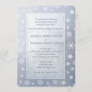Invitation Pale Blue Snowflakes Élégant Mariage de Noël