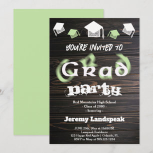 Invitation Pale Green Blurry Texte pour Graduation House Part