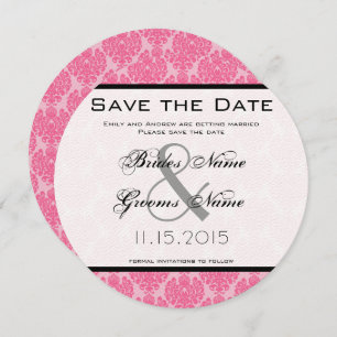 Invitation Pale Rose Hot Pink Mariage damassé Enregistrer la
