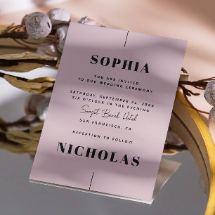 Invitation Pale rose pâle Elegant minimaliste mariage QR Code