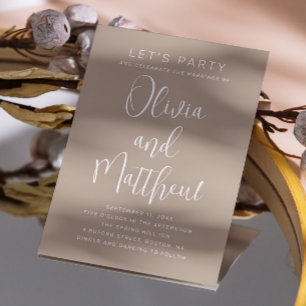 Invitation Pale taupe Pastel mariage de script de typographie