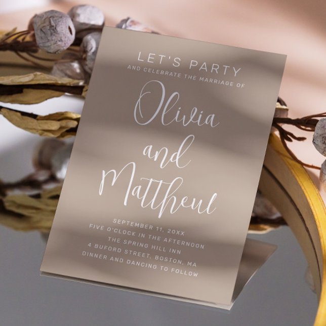 Invitation Pale taupe Pastel mariage de script de typographie (Créateur téléchargé)