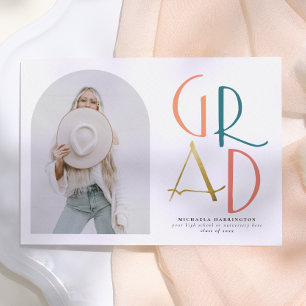 Invitation Palette   Arche sarcelle et or & Photo de remise d