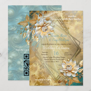 Invitation Palette bleu clair sur la conception de barogue or