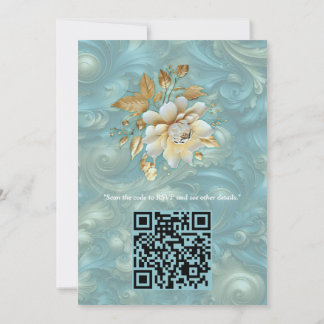 Invitation Palette bleu clair sur la conception de barogue or