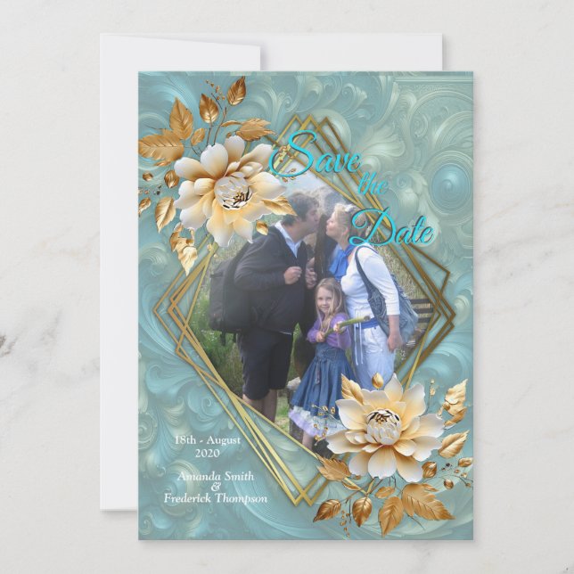 Invitation Palette bleu clair sur une conception de barogue e (Devant)