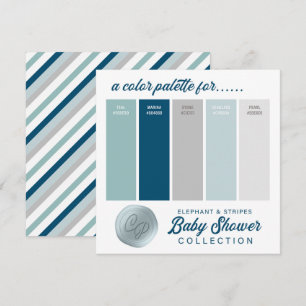 Invitation Palette couleur bleu marine et Baby shower à menth