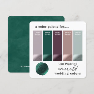 Invitation Palette couleur Mariage vert violet Rose or