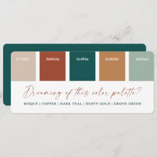 Invitation Palette couleur Turquoise foncé et cuivre Mariage 