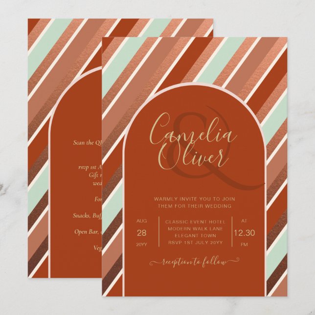 Invitation Palette de couleurs Cinnamon Sage Terracotta Maria (Devant / Derrière)