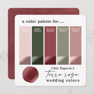 Invitation Palette de couleurs Mariage d'été rose Terra Rosa