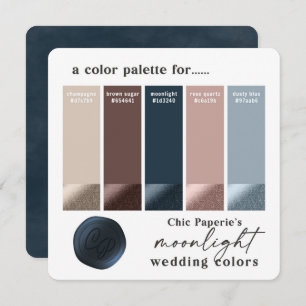 Invitation Palette de couleurs rose Gold & Navy pour mariage 