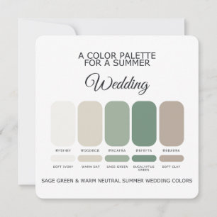 Invitation Palette de mariage chaud et vert sauge pour l'été