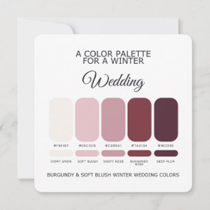 Invitation Palette de mariage hivernal Burgundy Blush 2026 Ca