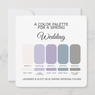 Invitation Palette de mariage printanier lavande et bleu pous