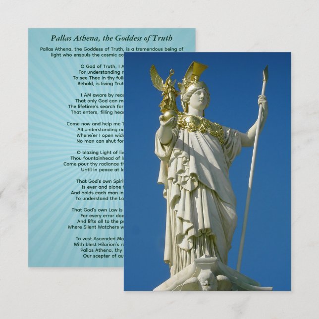 Invitation Pallas Athena, déesse de la vérité (Devant / Derrière)