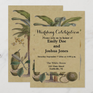 Invitation Palm Antique Fruit Tropical Art Botanique