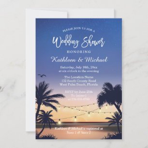 Invitation Palm Beach Sunset String Lights Wedding shower