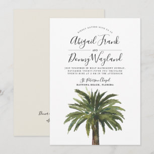 Invitation Palm Dusty   Célébration du Mariage de sable