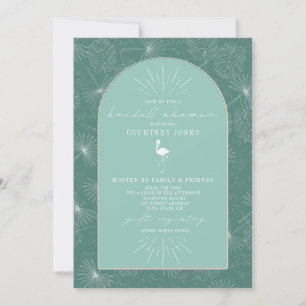 Invitation Palm Feuille Flamant rose Aqua nuptiale douche Inv