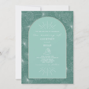 Invitation Palm Feuille Seashell Aqua Mariage tropical
