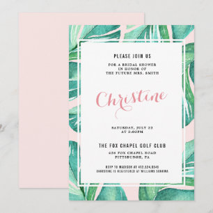 Invitation Palm Feuille Tropical Bridal Showbwbwbwwbwwwbwwwww