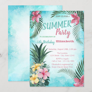 Invitation Palm Leaf, Fleurs Anniversaire Anniversaire