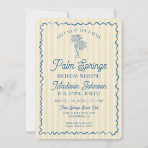 Invitation Palm Springs Jaune Pastel Beach Anniversaire Week-