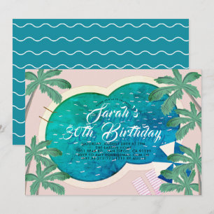 Invitation Palm Springs Pool Party Rose Adulte Anniversaire