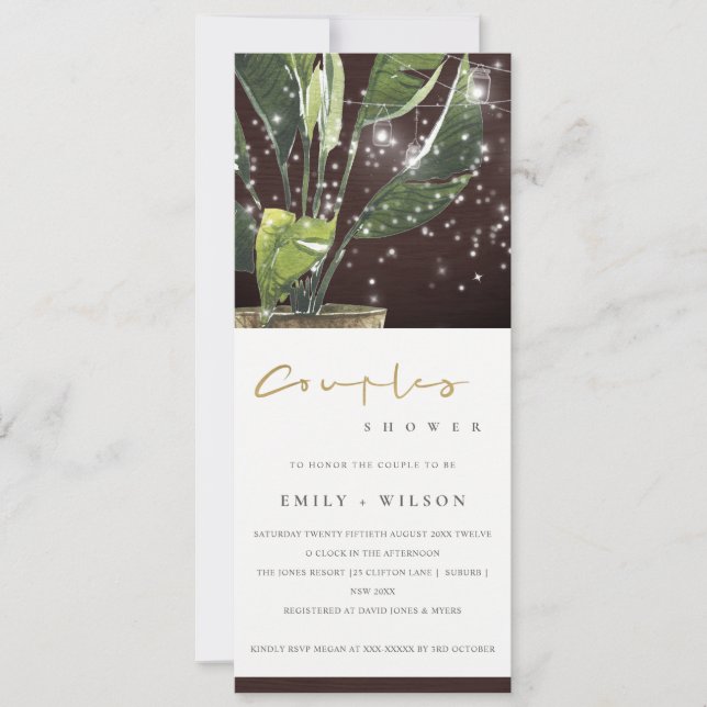 INVITATION PALM STARRY MASON JAR ÉCLAIRE LA DOUCHE COUPLES (Devant)