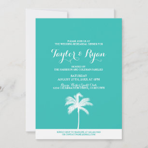 Invitation Palm Tree Aqua Dîner de répétition Mariage Invitat