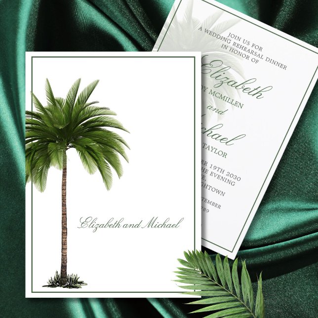 Invitation Palm Tree Mariage élégant Répétition chic moderne (Créateur téléchargé)