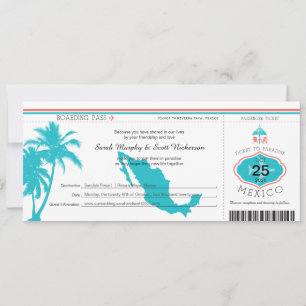 Invitation Palm Tree Mexico Boarding Pass Mariage